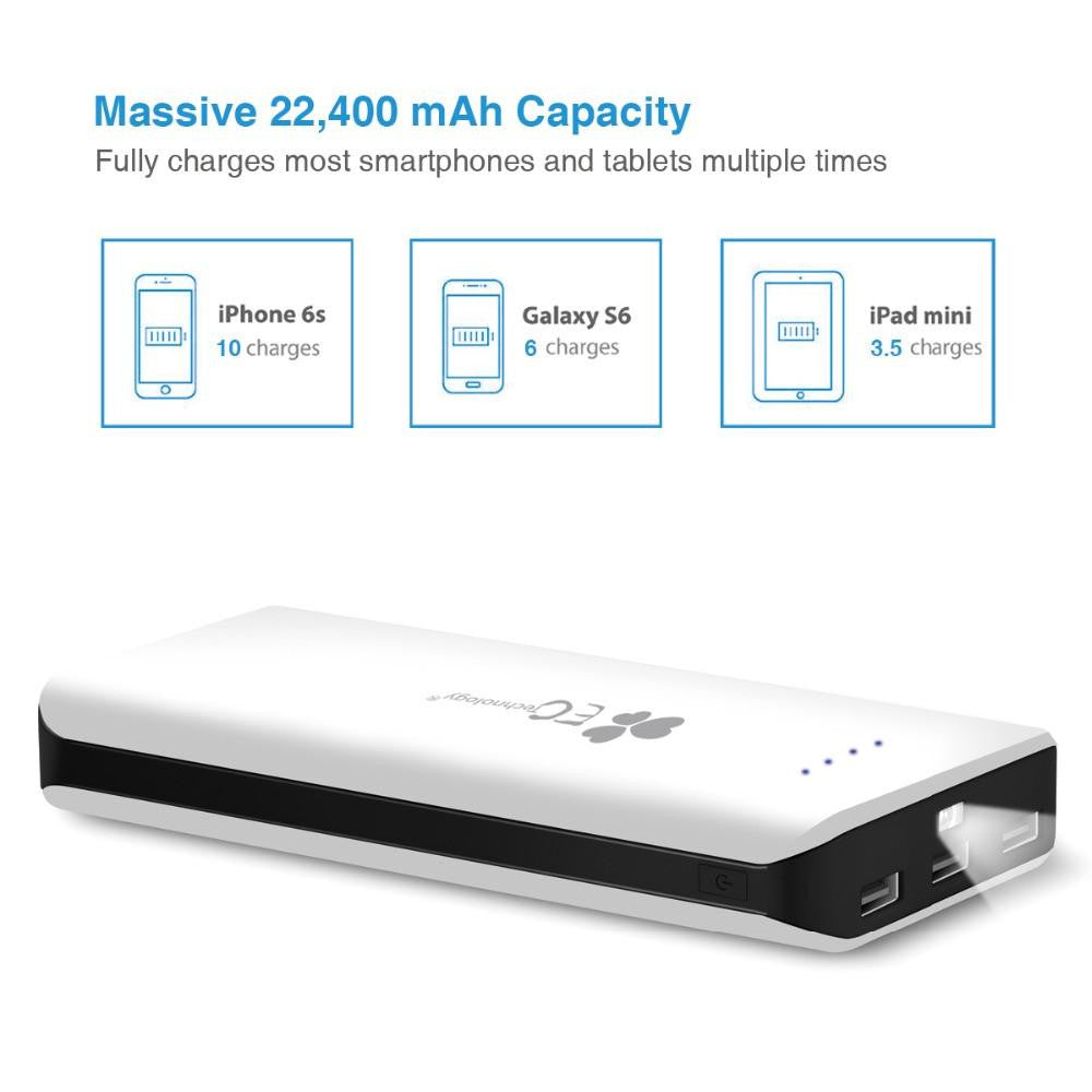 EC Technology Powerbank 20000mah High Capacity With LED Light-Powerbank-FreeShoppingTherapy