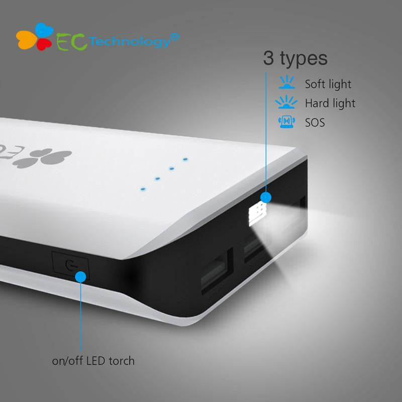 EC Technology Powerbank 20000mah High Capacity With LED Light-Powerbank-FreeShoppingTherapy
